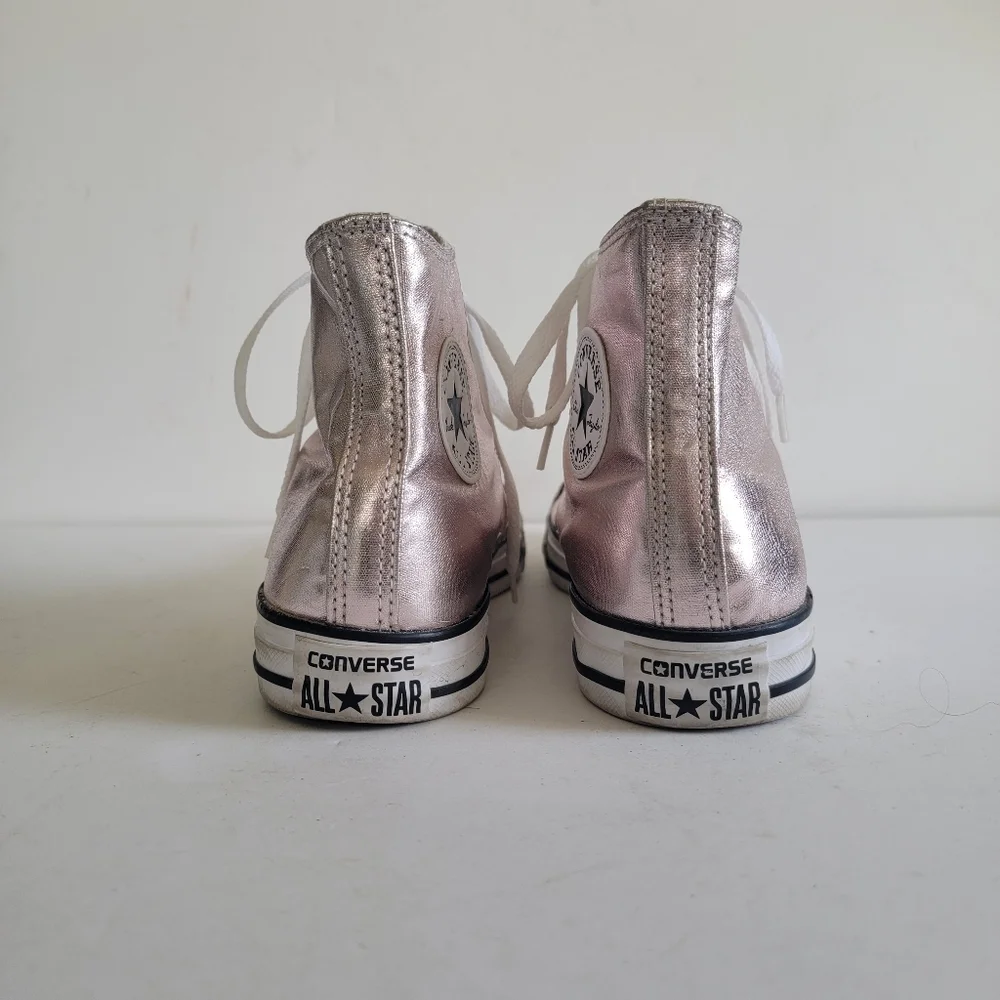 Converse Pink Rose Quartz Metallic Hi Tops Size 9 40 Streetwear Sneakers - Picture 8 of 16